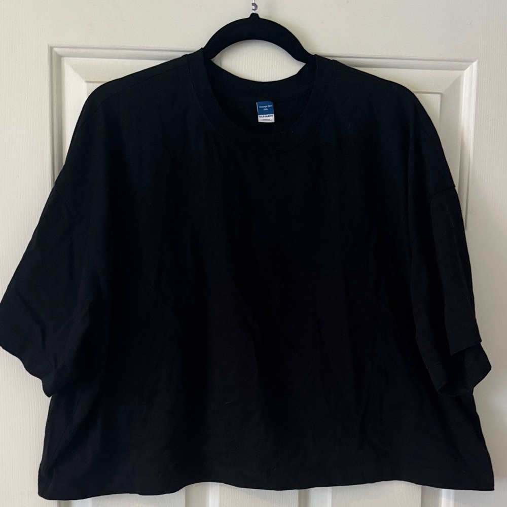 Black Cropped Oversized T-Shirt